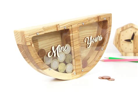 Wedding Piggy Bank MINE YOURS Wooden Coin Bank Personalized - Etsy