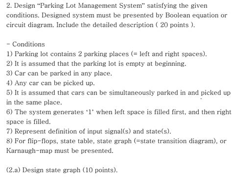 Solved 2. Design "Parking Lot Management System" satisfying | Chegg.com