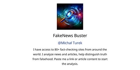 FakeNews Buster GPTs author, description, features and functions ...