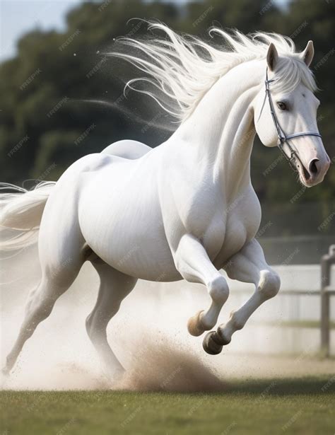 Premium Photo | A beautifull running white horse