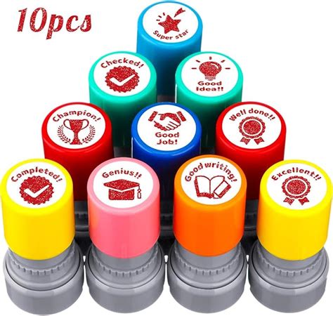 10 Pieces Teacher Stamps Encouraging Stamps Teacher Grading Stamps Self ...