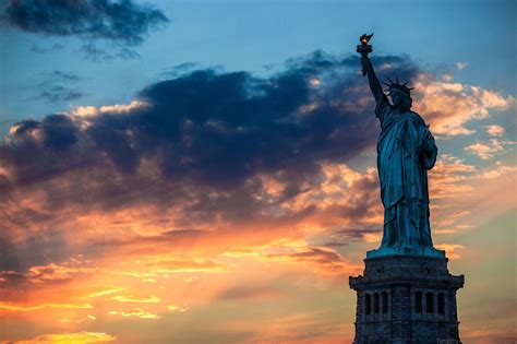 Statue Liberty Sunset New York Monument Monuments Desktop