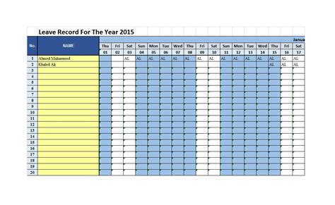 Printable Employee Vacation Tracker Excel