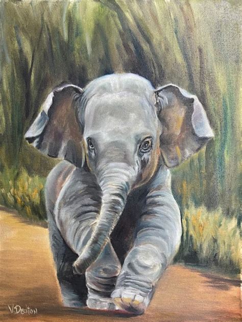 Baby Elephant (12″ x 16″) | Oil Painting by Gini Deaton