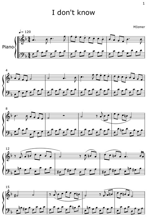 I don't know - Sheet music for Piano