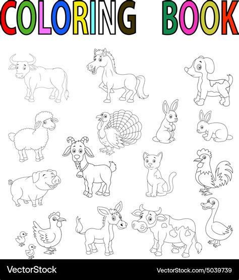 Farm animal coloring book Royalty Free Vector Image