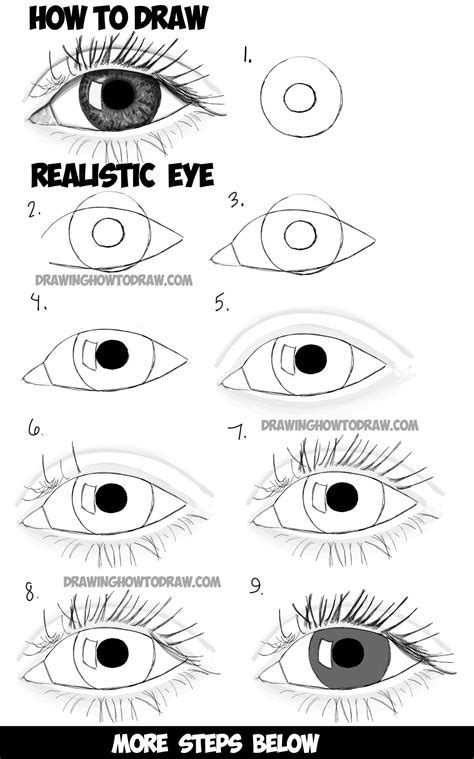 How to Draw Realistic Eyes with Step by Step Drawing Tutorial in Easy ...