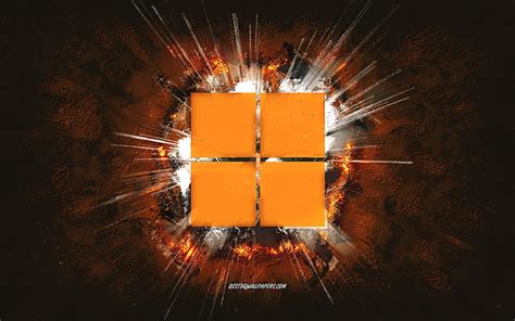 2K Free download | Windows 11 logo, grunge art, Windows, orange stone ...