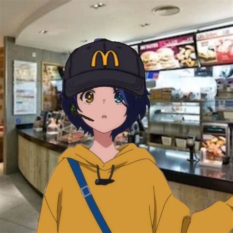 a woman in a mcdonalds restaurant wearing a hat