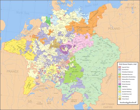 Map of the Holy Roman Empire, 1648 CE (Illustration) - World History ...