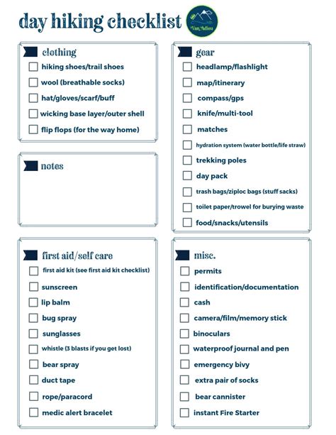 Ultimate Backpacking Checklist for a Day Hike! - Van Adieu