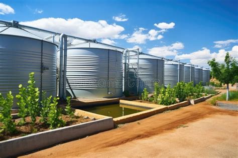 Rainwater Harvesting System with Water Storage Tanks Stock Image ...