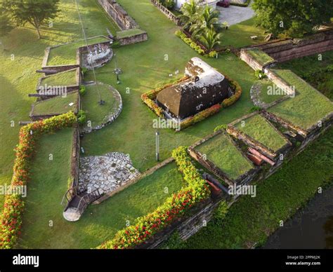 Aerial view bunker, cannon at Fort Cornwallis Stock Photo - Alamy