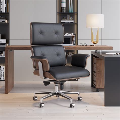 Modern Black Home Office Chair Upholstered Swivel Task Office Chair ...