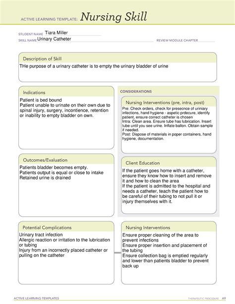 Foley Catheter Nursing Skill Template