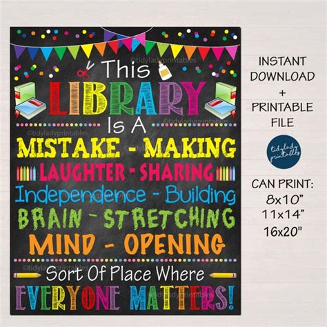 School Library Classroom Printable Poster, Librarian Decor, Technology ...