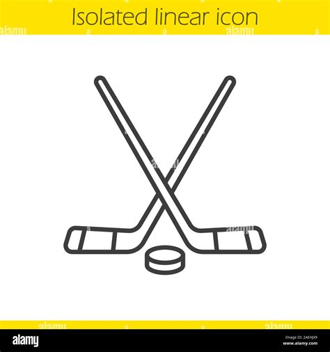 Ice hockey equipment linear icon. Thin line illustration. Crossed ...