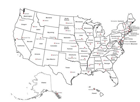 Printable Map Of The United States Of America With Capitals Lovely ...