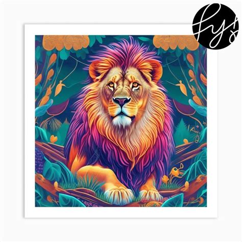 Lion In The Jungle Art Print | Colorful animal paintings, Jungle art ...