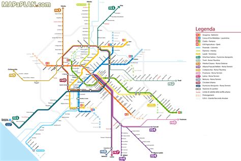 Rome map - Metro (Subway, Tube, Underground) stations, Visitor public ...