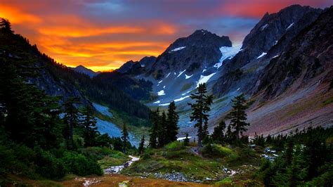 Stunning Sunset Valley: HD Wallpaper of Nature's Beauty