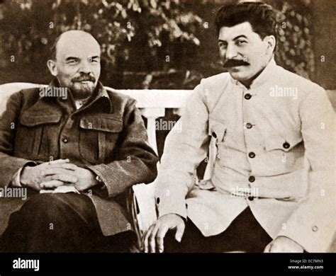 Vladimir Lenin with Josef Stalin 1923. During Lenin's sickness Stock ...