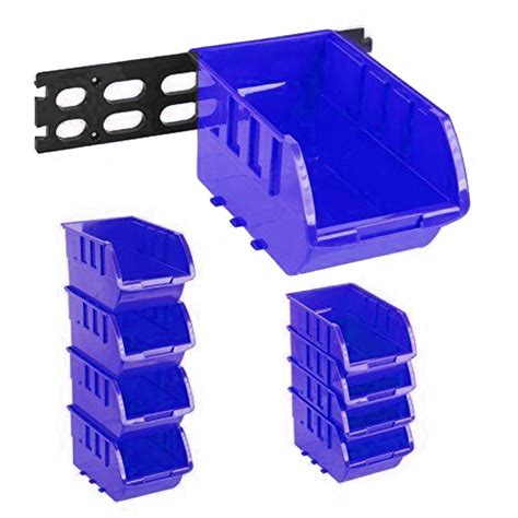 4 Large Stackable Plastic Storage Bins Container Organizer Parts Tray ...