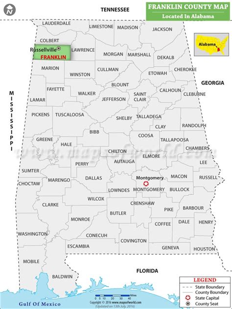 Franklin County Map, Alabama | Where is Franklin County