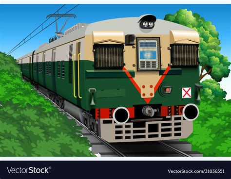 Indian passenger local train Royalty Free Vector Image