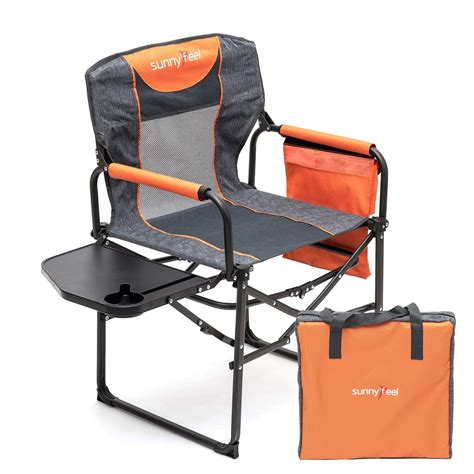 SunnyFeel Heavy Duty Adult Foldable Camping Director Chair with Side ...