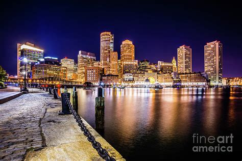 Boston Skyline at Night Picture Photograph by Paul Velgos - Fine Art ...