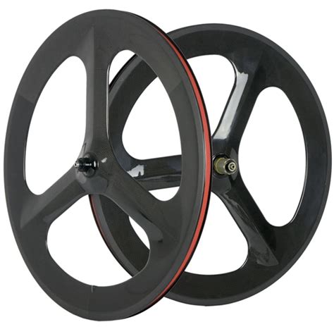 700C Road Bike Carbon Wheels 70mm Depth Clincher 3 Spoke Wheel Racing ...