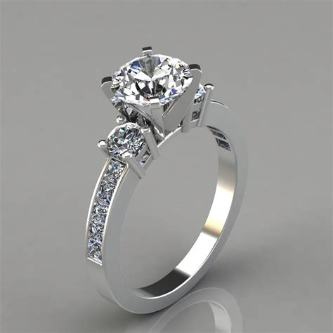 3 Stone Round Brilliant Cut Moissanite Engagement Ring