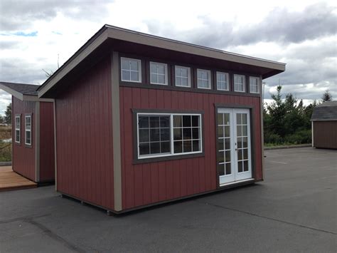 Slant roof style with dormer and 60' french door. Storage, garden shed ...