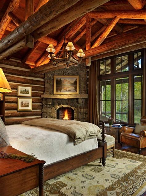 35+ Gorgeous log cabin style bedrooms to make you drool | Cabin ...