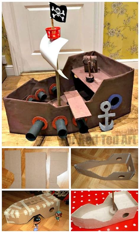 How to make a Pirate Ship from cardboard - easy craft! - Red Ted Art ...