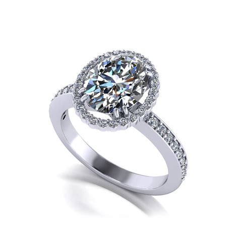 Oval Diamond Halo Engagement Ring - Jewelry Designs