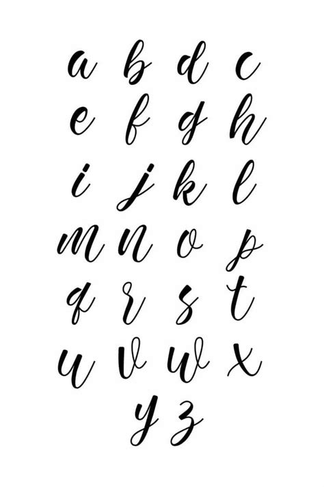 Free Printable Alphabet Letters for Beginners: Calligraphy Lowercase ...