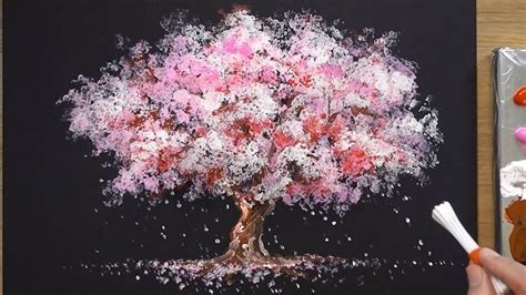 The Best 18+ Cherry Blossom Tree Painting Black Background - AH Background