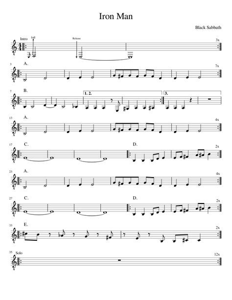 Iron Man - Guitar Sheet music for Guitar (Solo) | Musescore.com