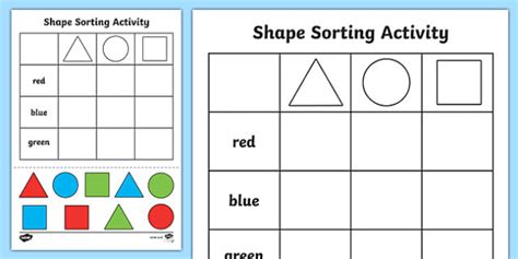 Shape Sorting Cut and Paste Worksheet (teacher made)