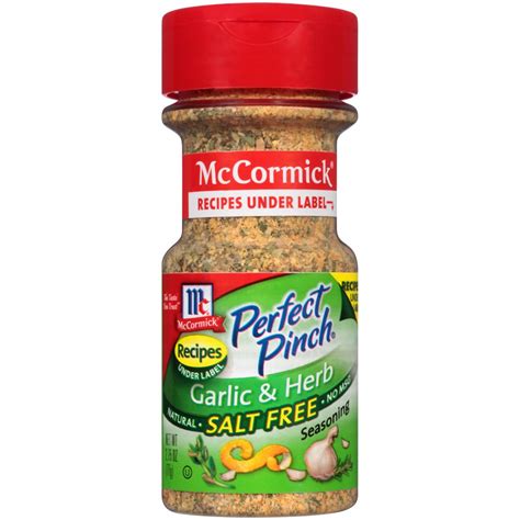 McCormick Perfect Pinch Garlic & Herb Salt Free Seasoning, 2.75 oz ...