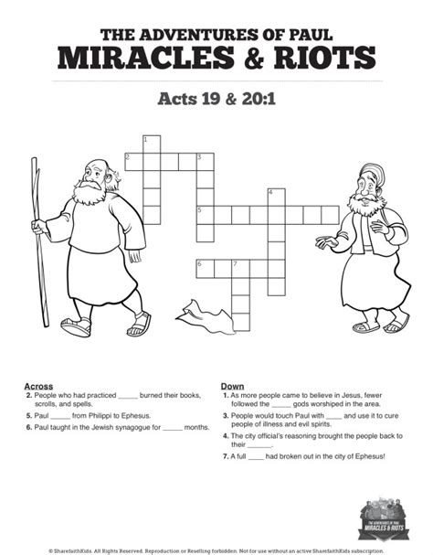 Acts 19 Miracles & Riots Sunday School Crossword Puzzles | Clover Media