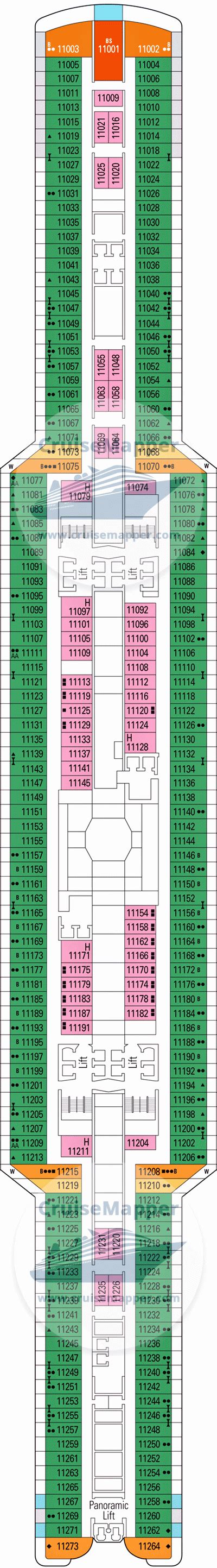 MSC Seaside deck 11 plan | CruiseMapper