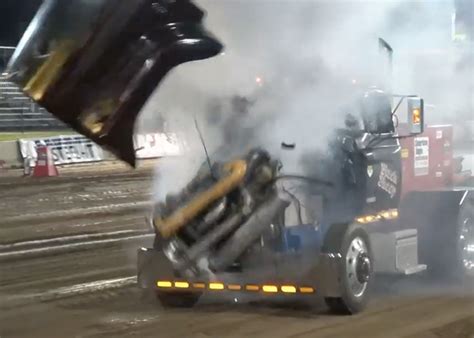 'Massive engine explosion' caught on camera at truck pull