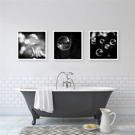 Black and White Bathroom Set Abstract Bubble Photos 3 Prints Three ...