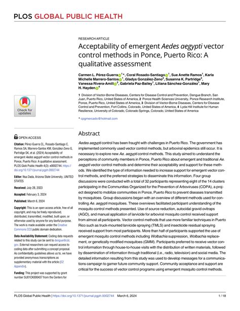 (PDF) Acceptability of emergent Aedes aegypti vector control methods in ...