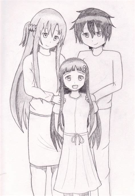 Sketch Of Anime Family Coloring Pages