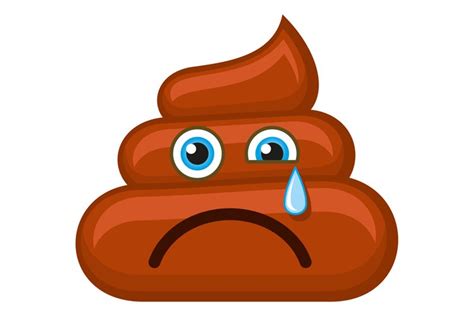 Crying poop emoji. Sadness symbol. Depressed pile of poo