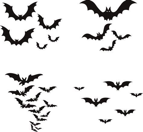 Collection of Halloween Bat Silhouette. In Flat Cartoon Design ...